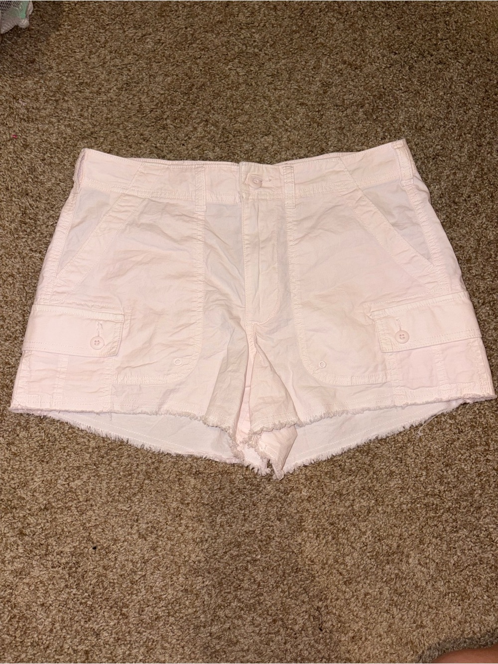 American Eagle Outfitters Pale Pink Cargo Shorts with Frayed Hem